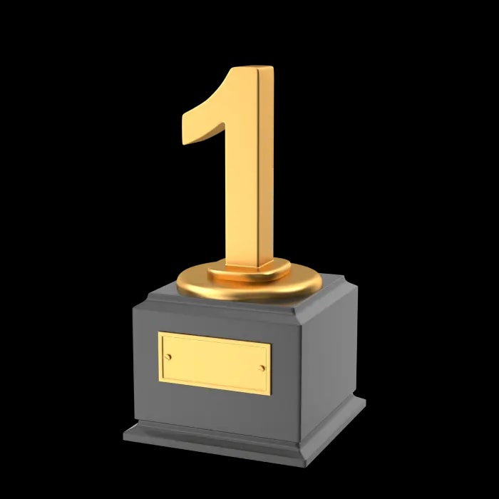 Golden trophy with number 1