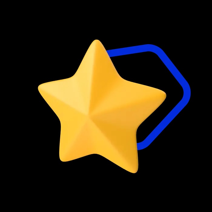 Yellow star with blue vector